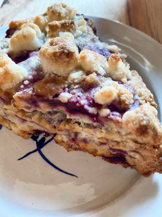 Holiday morning raspberry crumble scones